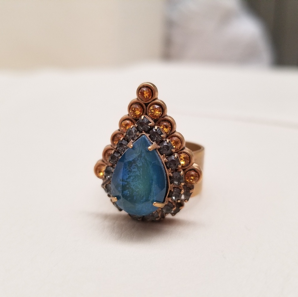 Elizabeth Cole Pear Swarovski Stone Vintage Ring